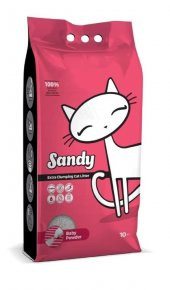 Sandy Bebek Pudralı Tozsuz Topaklanan Sodyum Bentonit Gri Kedi Kumu 10Kg - 1