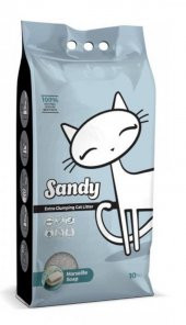 Sandy Marsilya Sabunlu Tozsuz Topaklanan Sodyum Bentonit Gri Kedi Kumu 10kg - 1