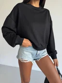 2 iplik bisiklet yaka sweat siyah f2339 - 6