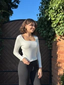 Çerçeve yaka kaşkorse bluz beyaz - 1