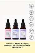 3’lü Kırışıklık Önlemeye Yardımcı, Yaşlanma Karşıtı Ve Göz Altı Bakım Sağlayan Serum Seti - 1