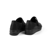 Kadın Siyah Cırtlı Ortopedik Anne Ayakkabısı - Rahat Kaymaz Taban, Bağcıklı Günlük Yürüyüş Ayakkabısı thumbnail 2