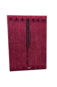 Keten Kumaş Bordo Renk 35/25 Cm Ayaklı Tırnaklı Tesbih Yüzük Kombin Sergileme Standı - 1