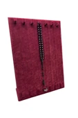 Keten Kumaş Bordo Renk 35/25 Cm Ayaklı Tırnaklı Tesbih Yüzük Kombin Sergileme Standı - 3