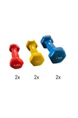 HEPİTOP 6 Kg Vinly Kaplı Dipping Dumbbell Set Kadınlar İçin Çantalı Dambıl Set 0,5 kg, 1 Kg, 1,5 kg - 1