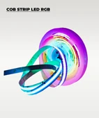 12V COB Şerit Led RGB  - Kumandalı - Metrede 360 Led - 5 Metre - 2