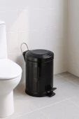 Vintage Siyah Pedallı Çöp Kovası – Paslanmaz Metal, 5 Litre Çıkarılabilir İç Kova (18,5 cm x 24 cm) thumbnail 2