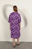 Viskon Desenli Elbise-Mor thumbnail 2