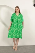 Viskon Desenli Elbise-Yeşil thumbnail 1