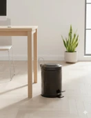 Vintage Siyah Pedallı Çöp Kovası – Paslanmaz Metal, 5 Litre Çıkarılabilir İç Kova (18,5 cm x 24 cm) thumbnail 5