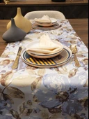 Jakarlı Dokuma Dekoratif Runner 45x140 Cm Mavi Çiçekli thumbnail 1