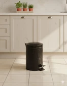 Vintage Siyah Pedallı Çöp Kovası – Paslanmaz Metal, 5 Litre Çıkarılabilir İç Kova (18,5 cm x 24 cm) thumbnail 3