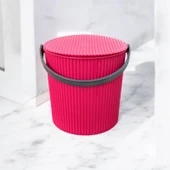 Rainbow Pembe Büyük Boy 13 Litre Yuvarlak Kova Piknik Sepeti Meyve Kovası - 4