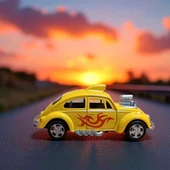 Metal Araba Çek Bırak Vw Bettle Modifiye Sarı Sesli ve Işıklı - 4