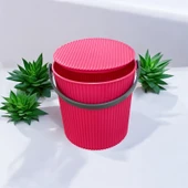 Rainbow Pembe Büyük Boy 13 Litre Yuvarlak Kova Piknik Sepeti Meyve Kovası - 2