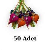 Renkli Ağaç Topaç (50 Adet) - 1