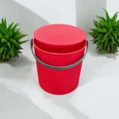 Rainbow Kırmızı Büyük Boy 13 Litre Yuvarlak Kova Piknik Sepeti Meyve Kovası - 4