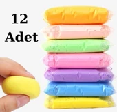 Zıplayan Kil Oyun Hamuru Karışık Renkli (12 Adet 73 Gr ) Air Dry Clay Hava ile Kuruyan Modelleme Kili - 1
