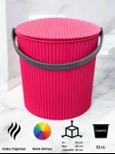 Rainbow Pembe Büyük Boy 13 Litre Yuvarlak Kova Piknik Sepeti Meyve Kovası - 1