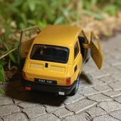 Nostaljik Metal Çek Bırak Sarı Fiat 126 Araba Kapılar Açılır thumbnail 5