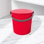 Rainbow Kırmızı Büyük Boy 13 Litre Yuvarlak Kova Piknik Sepeti Meyve Kovası - 2