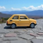 Nostaljik Metal Çek Bırak Sarı Fiat 126 Araba Kapılar Açılır thumbnail 3