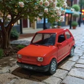 Nostaljik Metal Çek Bırak Kırmızı Fiat 126 Araba Kapılar Açılır - 3