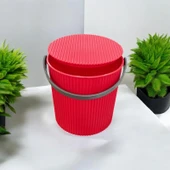 Rainbow Kırmızı Büyük Boy 13 Litre Yuvarlak Kova Piknik Sepeti Meyve Kovası - 3