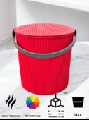 Rainbow Kırmızı Büyük Boy 13 Litre Yuvarlak Kova Piknik Sepeti Meyve Kovası - 1
