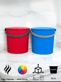 Rainbow 2’li Mavi-Kırmızı  Büyük Boy 13 Litre Yuvarlak Kova Piknik Sepeti Meyve Kovası - 1