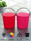 Rainbow 2’li Pembe-Kırmızı  Büyük Boy 13 Litre Yuvarlak Kova Piknik Sepeti Meyve Kovası - 1