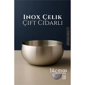 Modacar Çift Cidarlı Kase - Inox Çelik Kase  14 cm - 1