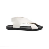 Kadın Beyaz Şık Rahat Sandalet - Günlük, Kaymaz Taban, Yazlık Konforlu - 3