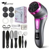 Valkyrie Profesyonel Ayak Bakım Cihazı 360° Dönen Başlık Dijital Ekranlı, Şarjlı & 10 Parça Pedikür Kiti Mor - 9