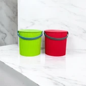 Rainbow 2’li Yeşil-Kırmızı Büyük Boy 13 Litre Yuvarlak Kova Piknik Sepeti Meyve Kovası - 2