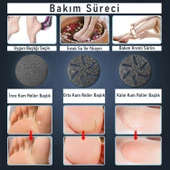 Valkyrie Profesyonel Ayak Bakım Cihazı 360° Dönen Başlık Dijital Ekranlı, Şarjlı & 10 Parça Pedikür Kiti Mor - 5