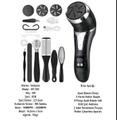 Valkyrie Profesyonel Ayak Bakım Cihazı 360° Dönen Başlık Dijital Ekranlı, Şarjlı & 10 Parça Pedikür Kiti Siyah - 7