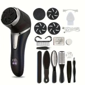 Valkyrie Profesyonel Ayak Bakım Cihazı 360° Dönen Başlık Dijital Ekranlı, Şarjlı & 10 Parça Pedikür Kiti Siyah - 8