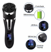 Valkyrie Profesyonel Ayak Bakım Cihazı 360° Dönen Başlık Dijital Ekranlı, Şarjlı & 10 Parça Pedikür Kiti Siyah - 6