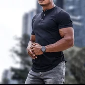 Kadın Kısa Kollu Hakim Yaka önü Düğmeli Viskon Bluz thumbnail 2