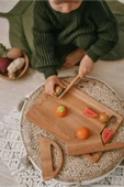 Ronde Çocuklar Için Kesme Tahtası Ve Güvenli Ahşap Bıçak Yürümeye Başlayan Gereçler Montessori Oyuncak - 3