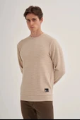 Cazador Slim Fit İnce Çizgili Ottoman Pamuk Karışımlı Sweatshirt-52470 thumbnail 4