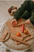 Ronde Çocuklar Için Kesme Tahtası Ve Güvenli Ahşap Bıçak Yürümeye Başlayan Gereçler Montessori Oyuncak - 5