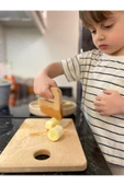 Absera Wood Güvenli Ahşap Kesme Tahtası ve Bıçağı (Montessori Eğitim Materyali, Doğrama Seti) - 1