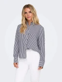 Only 15320243 Kadin Gomlek - Lacivert Cizgili thumbnail 4