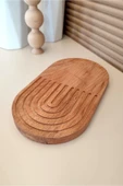 Mobawood Ahşap Oval Oymalı Çerez, Kahvaltı, Sunum, Kahve Tabağı - 2
