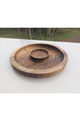 Timber Ahşap Ceviz Doğal Ahşap Kuruyemiş Cips Peynir Kahvaltı Servis Sunum Tabağı 23x23x2 - 6