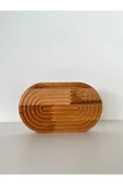 kanat ahşap atölyesi AHŞAP OYMALI OVAL TAMTUR DEKORATİF SUNUM TEPSİSİ, KAHVALTILIK - 2