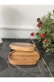 Elysian Ahşap Çerez Tepsisi 2 Adet Sunum Tabağı Küçük Ahşap Tepsi Dekoratif Stand - 2