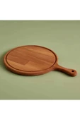 Evistro Dekoratif Ahşap Yuvarlak Saplı Pizza Sunum Tahtası 30 cm - 1